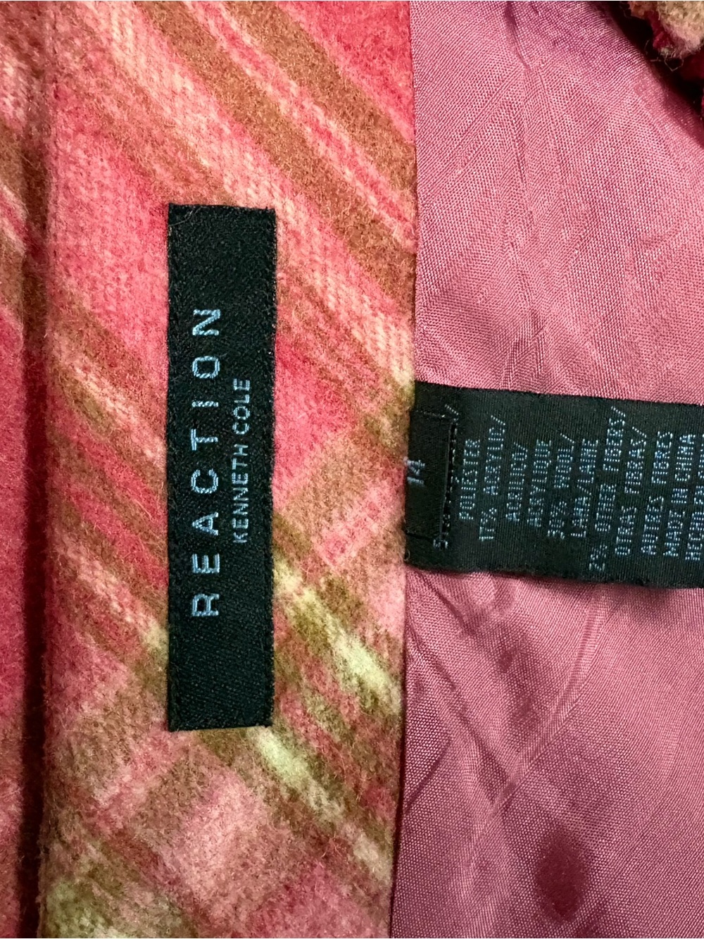 Kenneth Cole Red Plaid A-Line Skirt with Green & Cream Accents - Picture 4 of 4